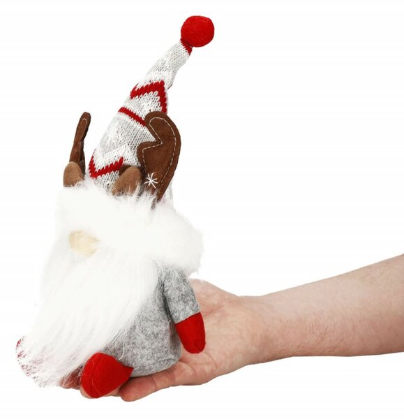 Skřítek GNOM s hnědými parohy 27cm, vánoční dekorace