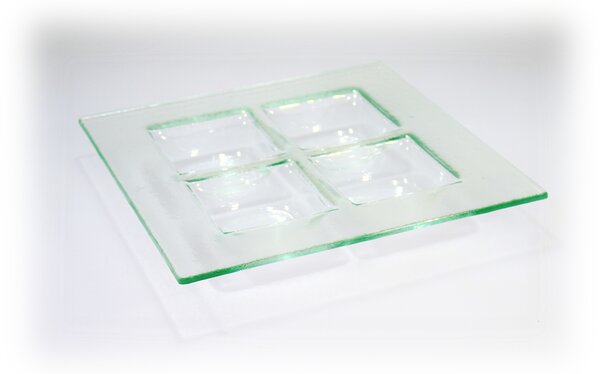 BDK-GLASS Skleněný čirý svícen 26x26cm na 4 svíčky