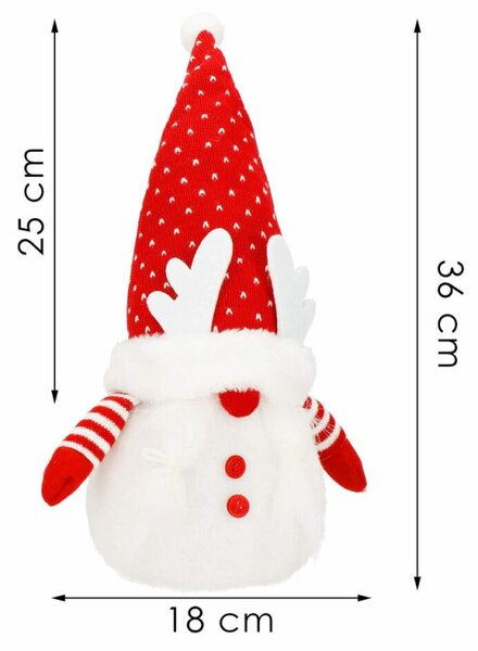 Skřítek GNOM s červenou čepicí svítící 36cm, vánoční dekorace