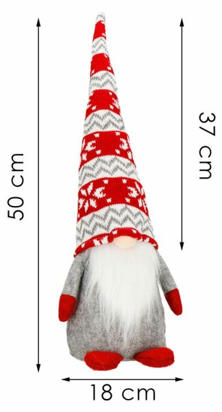 Skřítek GNOM s pletenou čepicí 50cm, vánoční dekorace