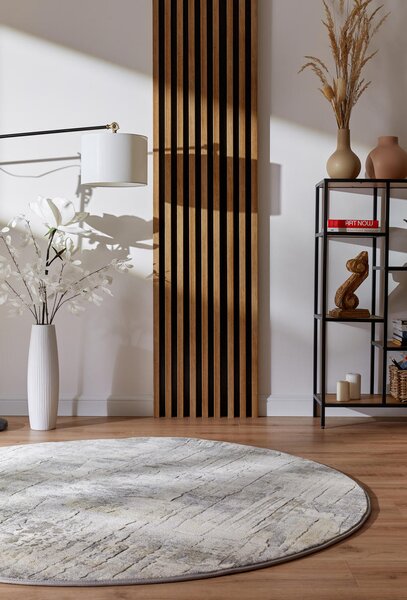 Kulatý koberec Ragolle Argentum 63455 9727 šedý béžový krémový Rozměr: průměr 160 cm