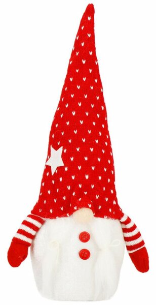 Skřítek GNOM s červenou čepicí svítící 33cm, vánoční dekorace