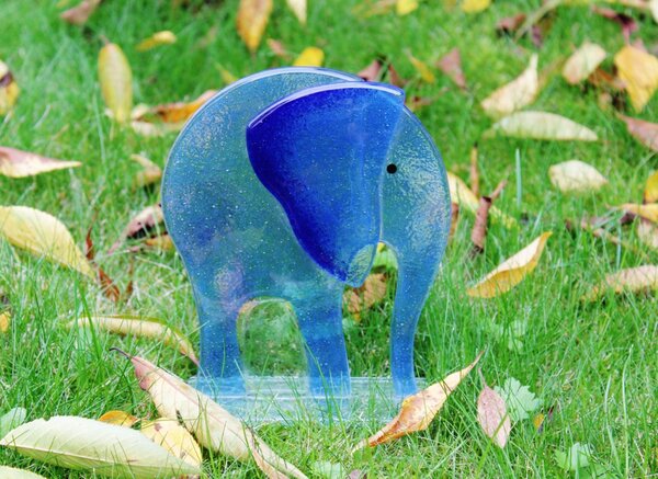 BDK-GLASS Skleněný dekorativní slon - světle modrý