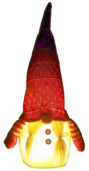 Skřítek GNOM s červenou čepicí svítící 33cm, vánoční dekorace