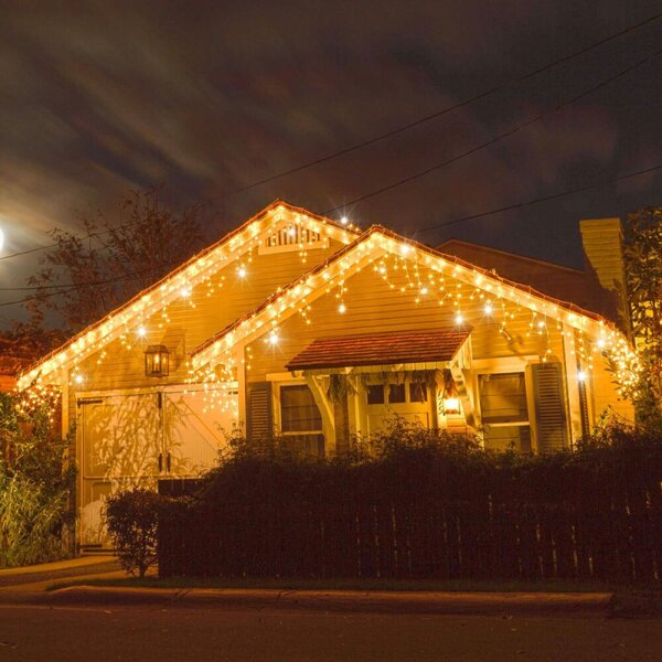 LED světelný závěs Rampouchy - 24m, 500LED, časovač, IP44, duální bílá + záblesky