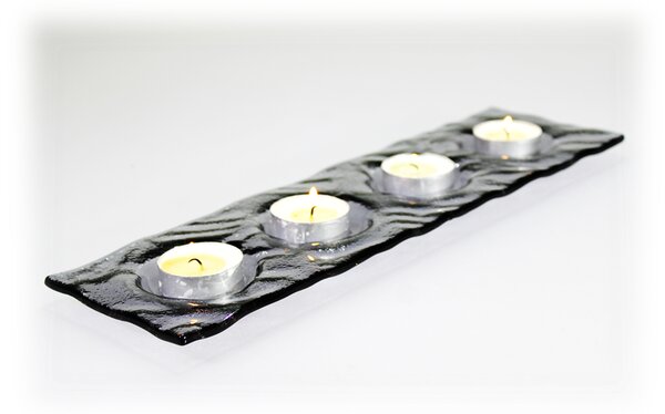 BDK-GLASS Skleněný šedý adventní svícen LED