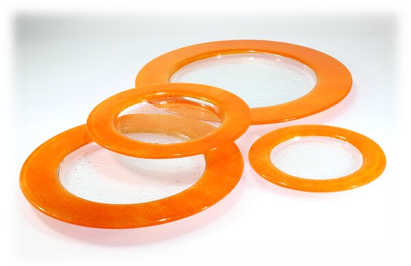 BDK-GLASS Kulaté talíře BAND - s oranžovým okrajem Průměr: 26cm