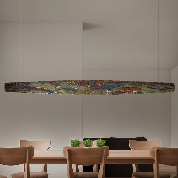 Quitani Persida LED závěsné svítidlo, 148 cm, nárazový kov, zlatá barva, stmívatelný, Bronz / starožitná mosaz, Obývací pokoj / jídelna, kov, Industriální design
