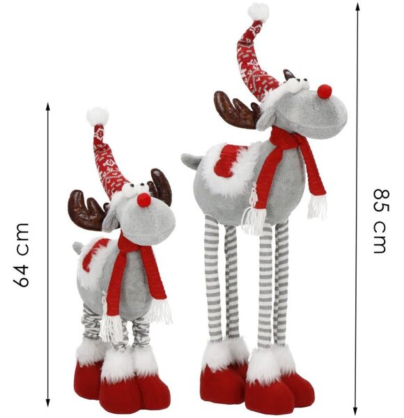 Vánoční sob svítící šedý - výška 64-85cm, vánoční dekorace