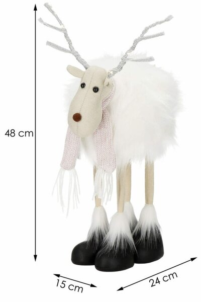 Vánoční sob svítící 48cm bílý, vánoční dekorace