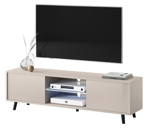 TV skříňka/stolek Leiros (s osvětlením) (sivobéžová + černá)