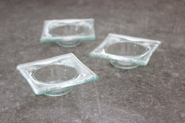 BDK-GLASS Sada 3ks skleněných svícnů 8x8cm - čiré, hluboké