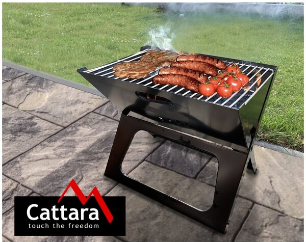 Skládací černý gril na dřevěné uhlí Cattara Piran