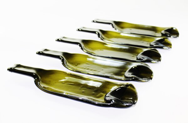 BDK-GLASS Servírovací tác z lehané skleněné láhve - olivová