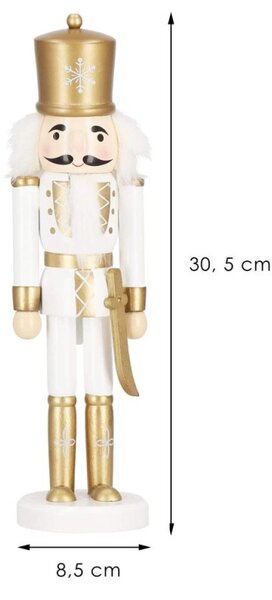 Louskáček - Voják s šavlí 30cm zlatý, vánoční dekorace
