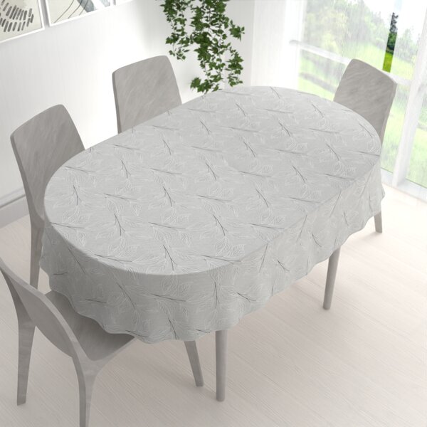 Biante Dekorační oválný ubrus Leona LN-165 Pnoucí lístky na šedém 50x100 cm