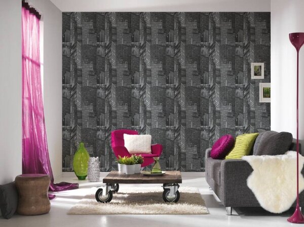 A.S. Création | Vliesová tapeta na zeď Il Decoro 2528-45 | 0,53 x 10,05 m | černá, metalická