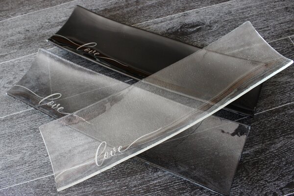 BDK-GLASS Skleněná mísa 45x13cm LOVE Barva: Extra čiré sklo