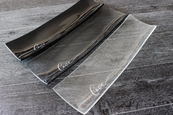 BDK-GLASS Skleněná mísa 45x13cm LOVE Barva: Extra čiré sklo