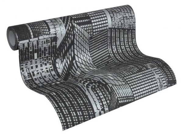 A.S. Création | Vliesová tapeta na zeď Il Decoro 2528-45 | 0,53 x 10,05 m | černá, metalická