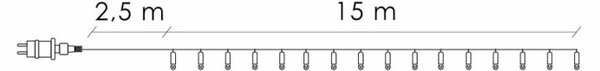 LED světelný řetěz - 17,5m, 300LED, IP44, multicolor + záblesky