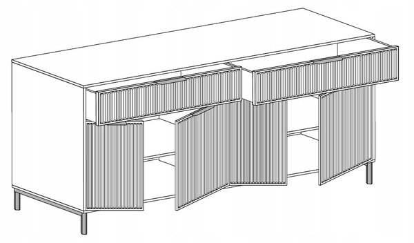 Komoda Jarstol 165,3 x 40,6 x 86 cm, modré odstíny, matná