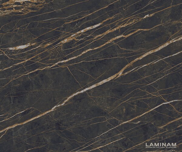 DELIFE Konferenční stolek Edge organický 140x76 cm keramika Laminam® Noir Desir hnědá Sarity kov černá