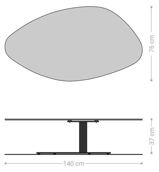 DELIFE Konferenční stolek Edge organický 140x76 cm keramika Laminam® Noir Desir hnědá Vibany kov černá