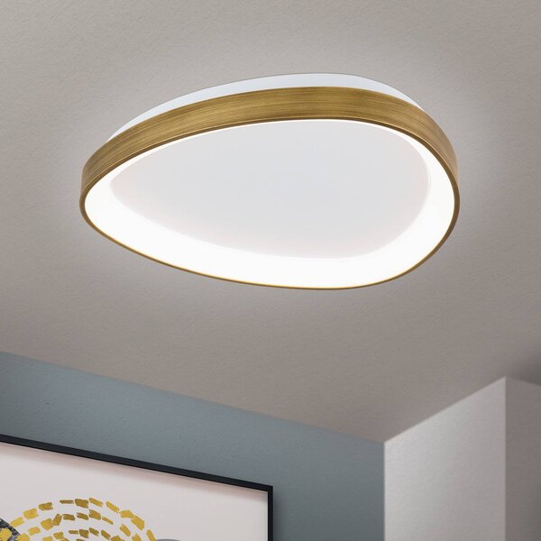 ORION Stropní svítidlo LED Charlie, Ø 45 cm, opálově bílá, barva staromosazná, Bronz / starožitná mosaz, Obývací pokoj / jídelna, Plast, Moderní