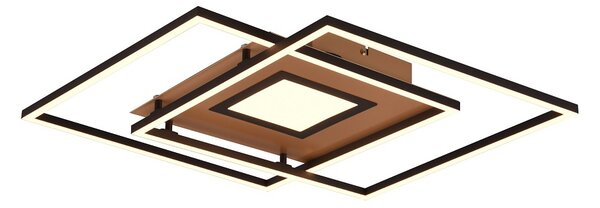 Trio Leuchten 620710380 VIA - Stropní LED lustr s dálkovým ovladačem s mosaznou monturou, LED 36W, 2700 - 6000K, 50 x 50cm (Stropní svítidlo stmívatelné dálkovým ovladačem v mosazné a černé barvě)