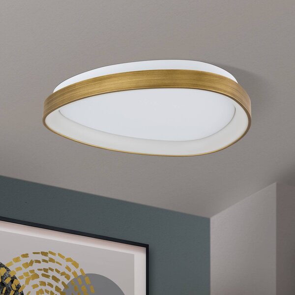 ORION Stropní svítidlo LED Charlie, Ø 45 cm, opálově bílá, barva staromosazná, Bronz / starožitná mosaz, Obývací pokoj / jídelna, Plast, Moderní