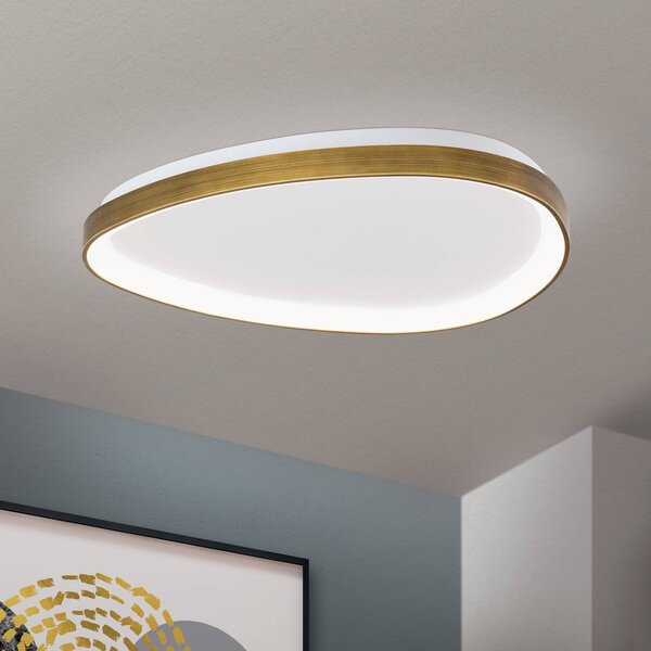 ORION Stropní svítidlo LED Charlie, Ø 65 cm, opálově bílá, barva staromosazná, Bronz / starožitná mosaz, Obývací pokoj / jídelna, Plast, Moderní