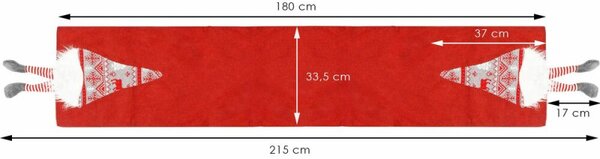 Vánoční ubrus 180x33,5 cm GNOM červený, vánoční dekorace