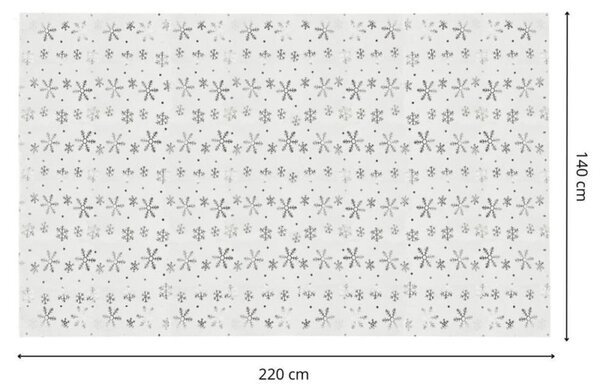 Vánoční ubrus s vločkami 220x140 cm bílý, vánoční dekorace