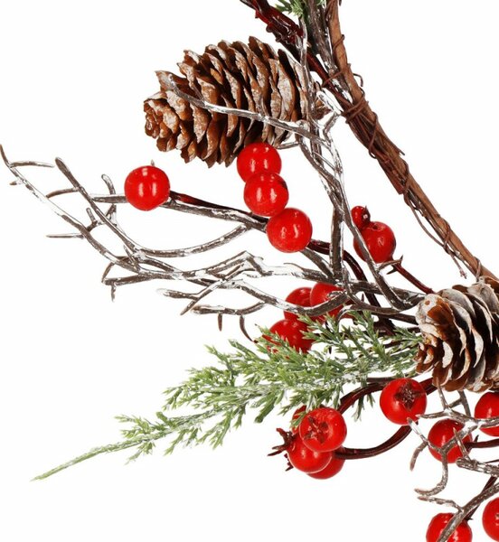 Adventní věnec s jeřabinami 37cm, vánoční dekorace