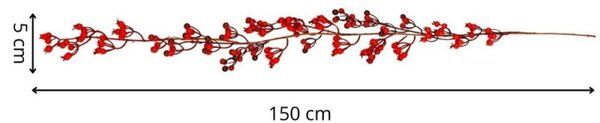 Vánoční řetěz Girlanda s jeřabinami 1,5 m SPRINGOS CA1214 červený
