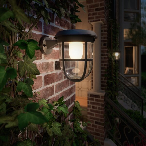 Radii UltraEfficient solární venkovní nástěnné LED svítidlo 1,3W 250lm 3000K IP44, černé