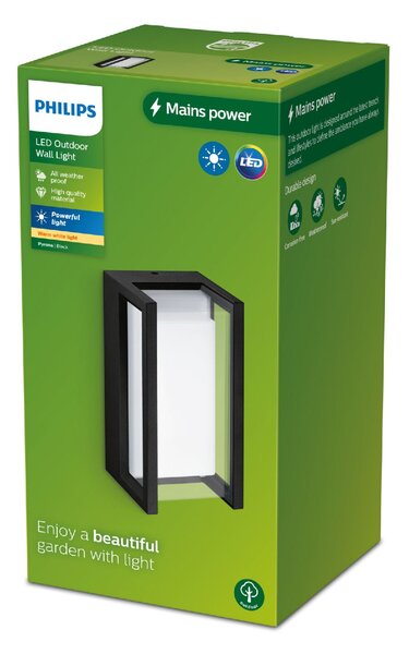 Pyrona venkovní nástěnné svítidlo LED 12W 1500lm 2700K IP44, černé