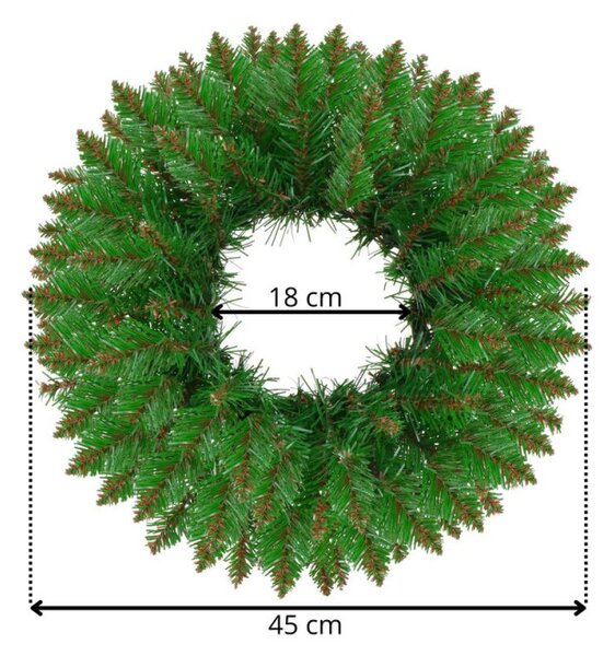 Adventní věnec extra hustý 45cm zelený, vánoční dekorace