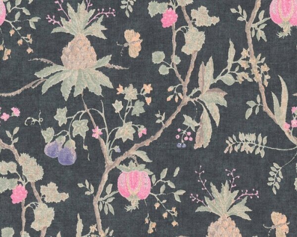 A.S. Création | Vliesová tapeta na zeď Paradise Garden 36719-7 | 0,53 x 10,05 m | černá, zelená, růžová