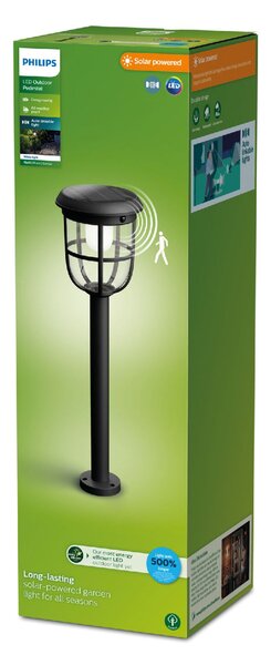 Radii UltraEfficient solární venkovní sloupkové LED svítidlo 1,3W 250lm 3000K 60cm IP44, černé