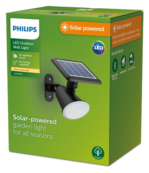 Jivix solární venkovní nástěnné LED svítidlo 1,4W 150lm 2700K IP44, černé