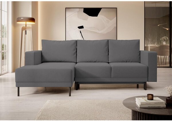 Rohová sedací souprava Rodriguez mini (L) (šedočerná světlejší + černá)