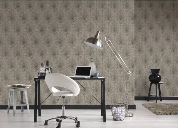 A.S. Création | Vliesová tapeta na zeď Absolutly Chic 36971-6 | 0,53 x 10,05 m | modrá, šedá, hnědá