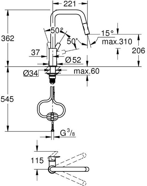 Grohe Start kuchyňská baterie stojící chrom 30631000