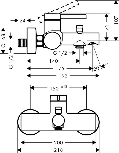 Hansgrohe Zesis S vanová baterie na stěnu černá 74420670