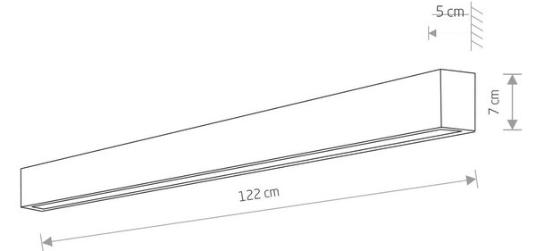 Nowodvorski Lighting Nástěnné světlo Straight L, 122 cm, bílé, Bílá / opál, Obývací pokoj / jídelna, kov, Moderní, Nástěnné svítidlo