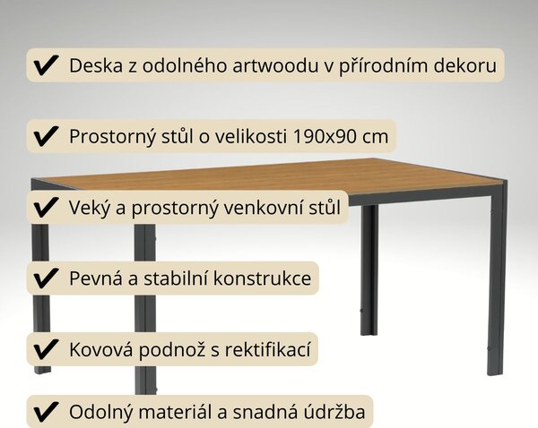 Vikio Zahradní jídelní set 190x90 pro 8 osob přírodní AZS157-8P2