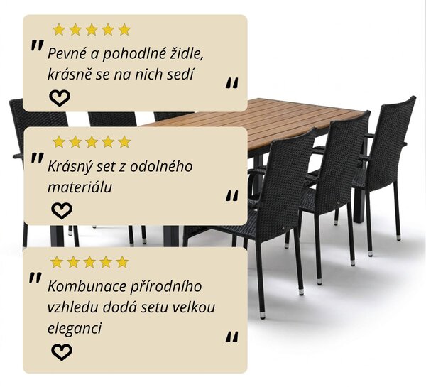Vikio Zahradní set 190x90 pro 6 osob přírodní DT254-190P2