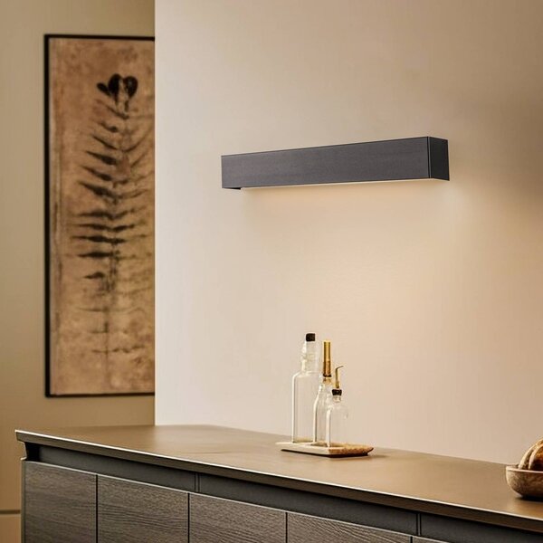 Nowodvorski Lighting Nástěnné světlo Straight S, 62 cm, černé, Černá, Obývací pokoj / jídelna, kov, Moderní, Nástěnné svítidlo